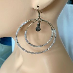 Large beaded 3.25” Earrings from Morocco